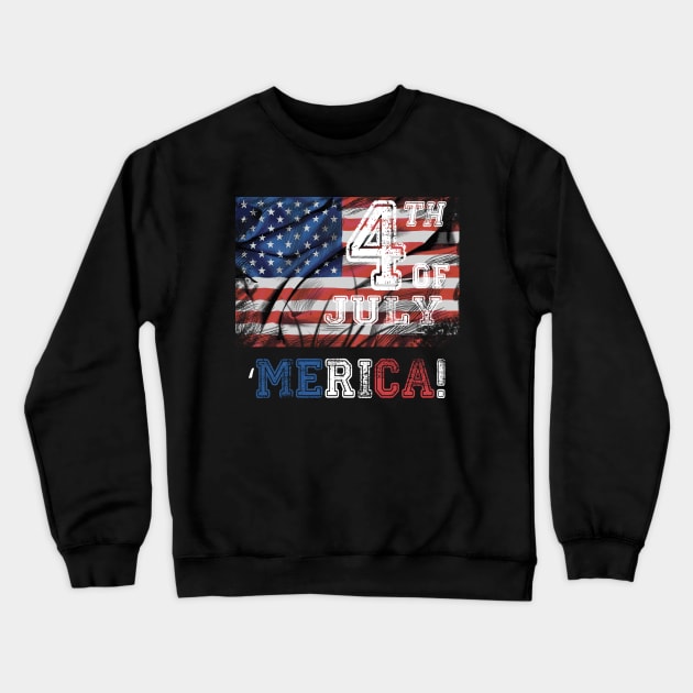 4th of july Murica America American Flag Crewneck Sweatshirt by MasliankaStepan